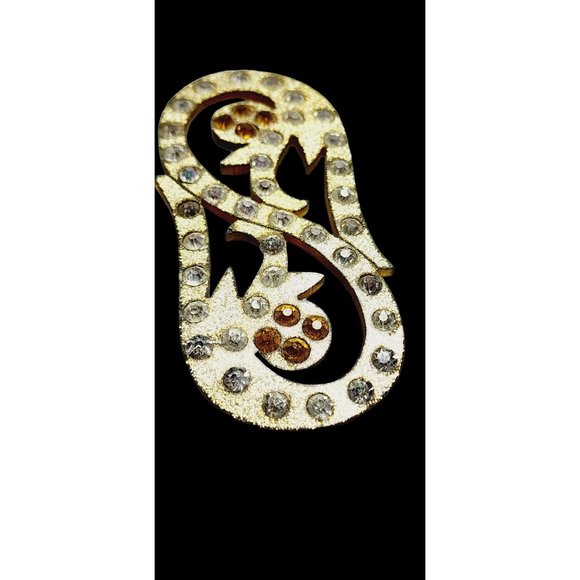 Vintage Celluloid Glittered Rhinestone Brooch (A954) - Picture 2 of 5